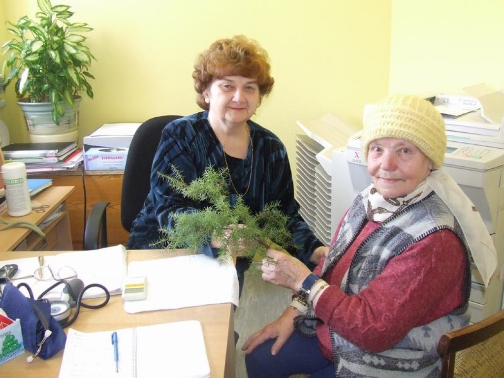 VESELĪBAI — PAEGĻA ZARIŅŠ. Veselības istabas apmeklētāja Anna Leitmane  Helēnas kundzei atnesusi paegļa zariņu, kas jau smaržo pēc pavasara. 
