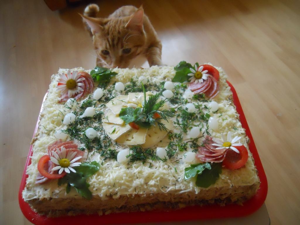 DEGUSTĒTĀJS nogaršo sāļo torti. 