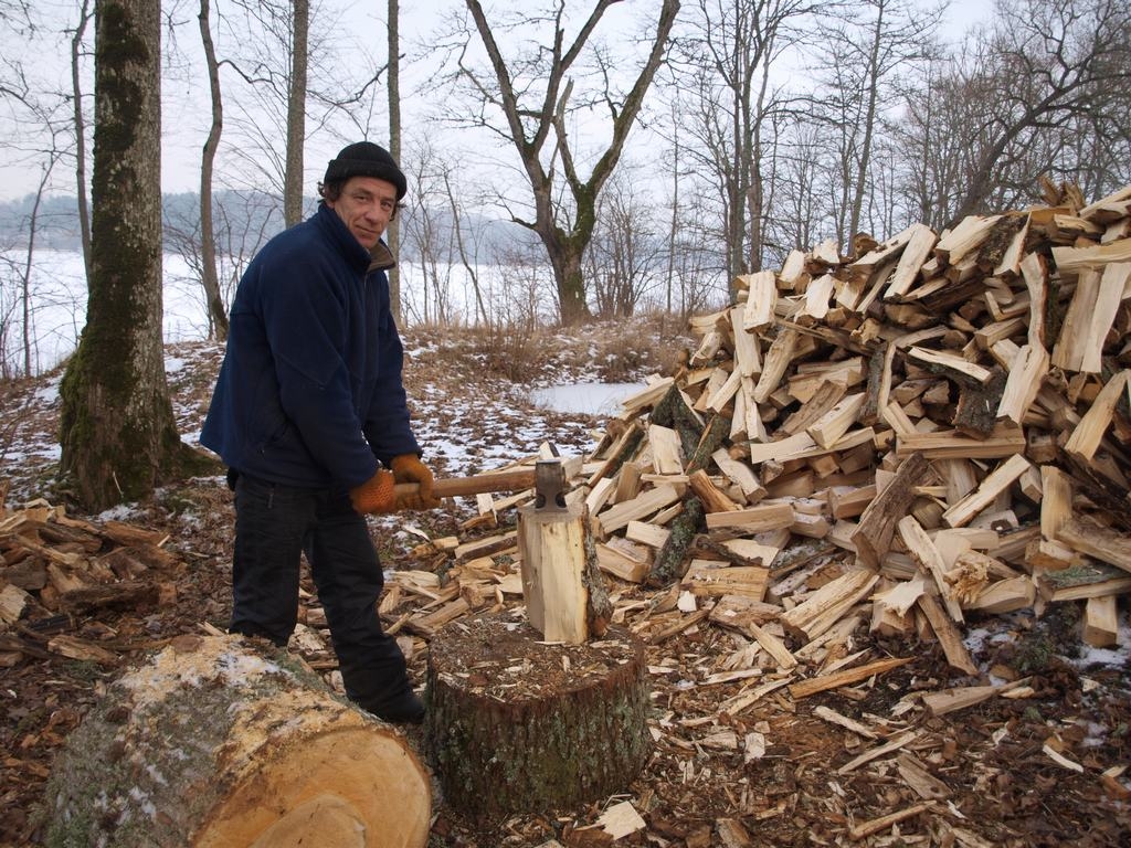 Sastrādā malkā. Staburaga pagasta Vīgantes parkā pagaidu darbos algotais strādnieks Dzintars Aļinauskis nozāģētos kokus sastrādā malkā. 
Autors: Indulis Burka