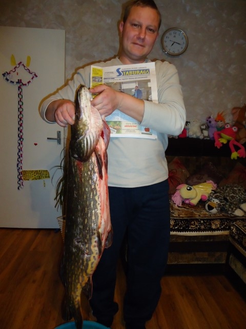 GRŪTI NOTURĒT. Ar  metru garo līdaku Ēvalds Stabrovskis.