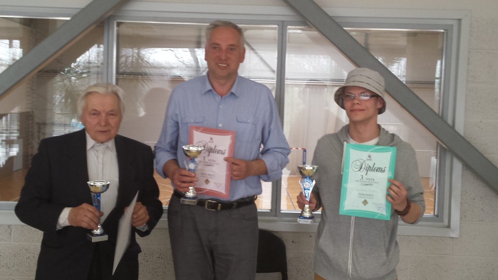 Aizkraukles komandas labākie spēlētāji — Ivars Smilga (no labās), Uldis Melderis un Svjatoslavs Sokols.
Autors: Anda Krauze