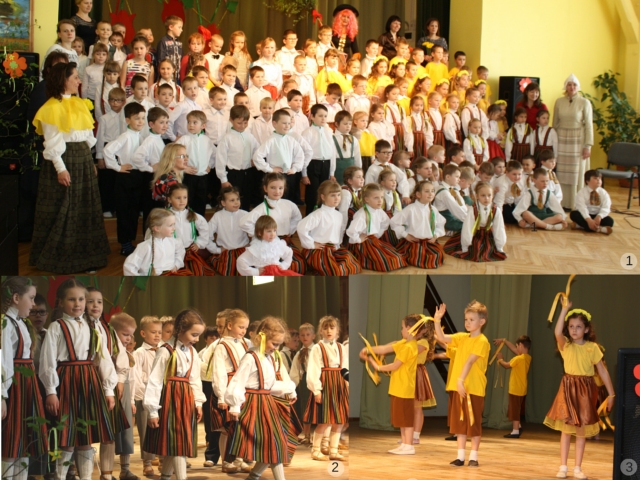 PAVASARA MODINĀTĀJI no sešām pirmsskolas izglītības iestādēm kopā ar skolotājām ne tikai pamodināja aizgulējušos, bet arī iepriecināja atnākušos (1. attēls). SAVS VĀRDS, lai uzmodinātu pavasari, sakāms arī bērnudārza “Auseklītis” audzēkņiem (2. attēls). KRĀSAS UN ZIEDI piestāv pavasarim — to varēja redzēt un sajust arī Skrīveru novada mazo “sprīdīšu” priekšnesumā (3. attēls).
Autors: Elita Brovacka