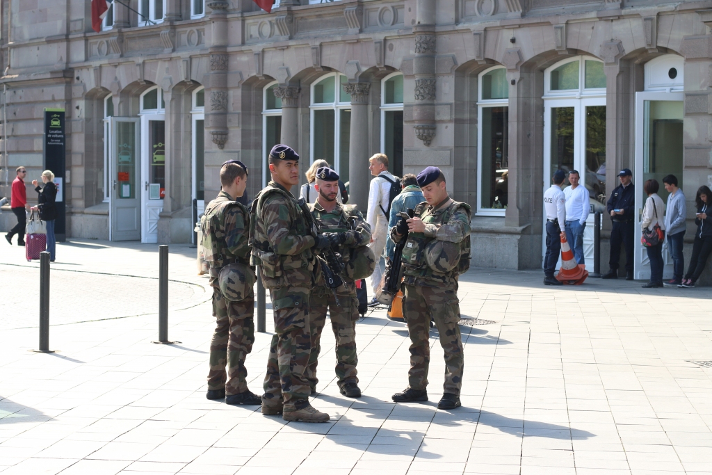 Daudzās Eiropas pilsētās, tostarp Strasbūrā, kur ir viena no Eiropas Parlamenta ēkām, īpaši drošības pasākumi vairs nerada izbrīnu, arī šie vīri armijas formās, kas sastopami pie lielas daļas nozīmīgāko pilsētas objektu.
