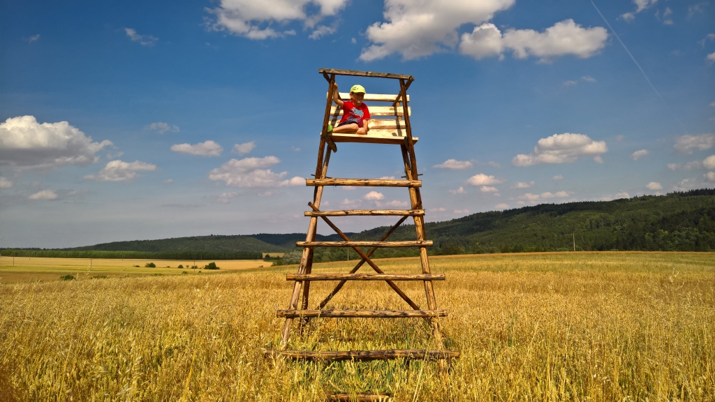 ATMINOTIES CEĻOJUMU.  “Sveiks, Runčuk Punčuk! Mani sauc Oskars, 1. augustā man būs 6 gadi. Šobrīd mēs ar mazo brāli ciemojamies Aiz­krauklē pie savas omes un opīša, bet bilde, kuru Tev sūtu, ir tapusi jūnijā Čehijā  mūsu vasaras mājiņas apkārtnē. Man ļoti patīk kāpelēt, bildē esmu uzkāpis medību tornī. Vēlu visiem prieka pilnas vasaras dienas!”                                                                                                                                               
Autors: Zanda