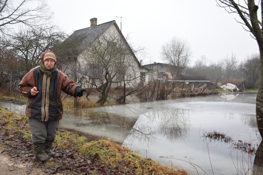 Māja “ezera” krastā. Ausma Veide no Sporta ielas 29. mājas teic, ka ar plūdiem kaut kā sadzīvo jau divdesmit gadu.
Autors: Imants Kaziļuns