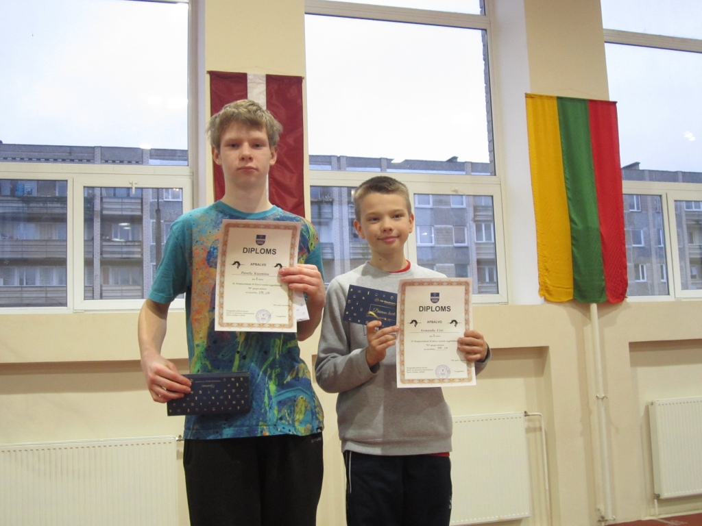 ZELTA MEDAĻU IEGUVĒJI. Aizkraukles novada sporta skolas audzēknis Pāvels Kuzmins (no kreisās) un Armands Cinis.

Autors: no sporta skolas