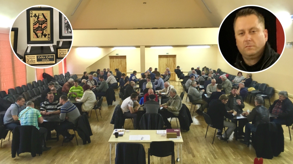 Turnīrs pašā karstumā. Ietvaros: turnīra uzvarētājs Uldis Ķibilds un metālmākslinieka Arvīda Endziņa veidotā galvenā godalga.