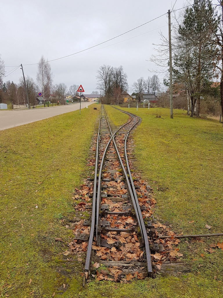 Vienīgās Latvijā. 60 cm platās sliedes vietā, kur tās bija arī pirms piecdesmit gadiem.