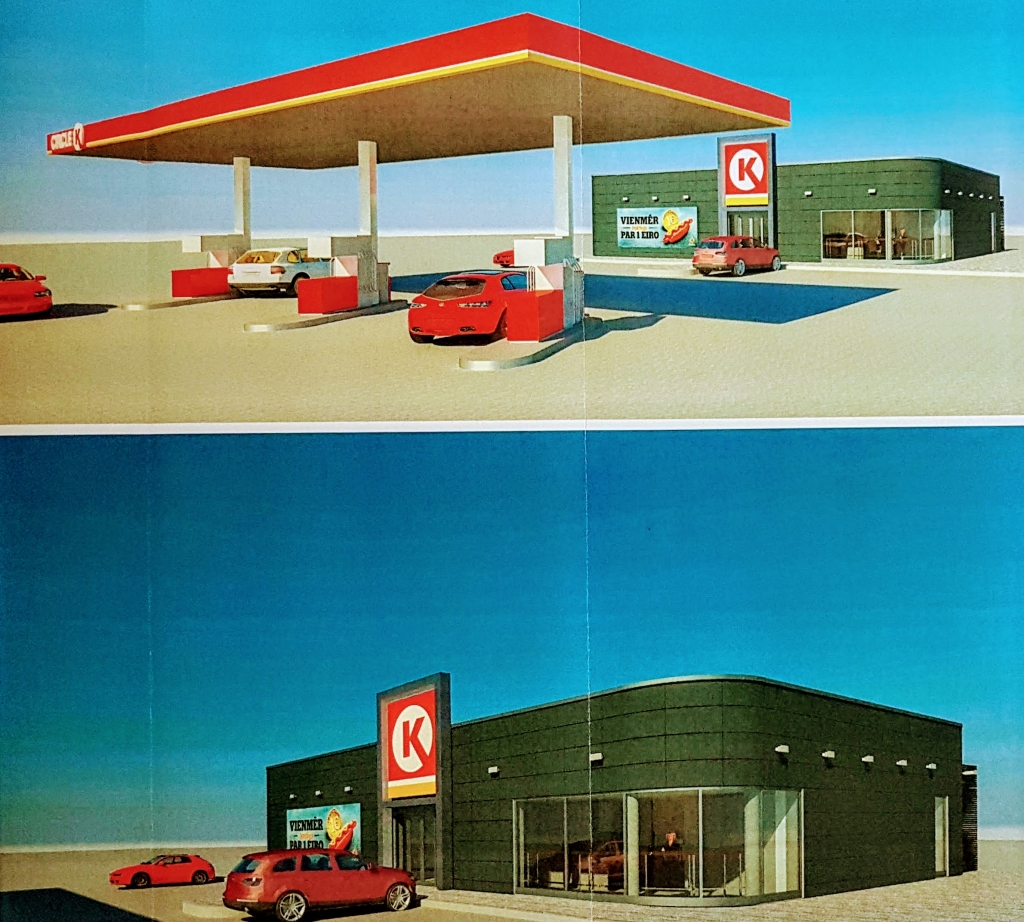 “Circle K Latvia” iecerētās degvielas uzpildes stacijas skice.