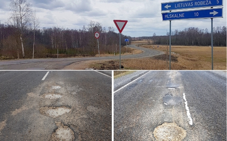 Pavasara nedarbi. Dziļas bedres uz Suvainišķu ceļa.