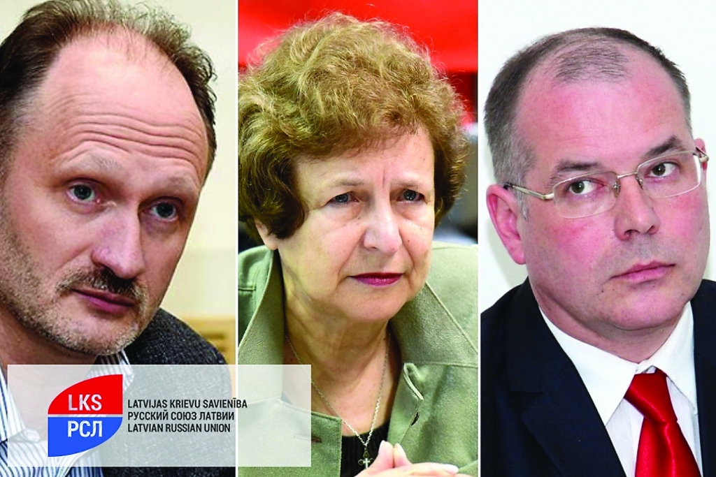 Latvijas Krievu savienības līderi (no kreisās): Miroslavs Mitrofanovs, Tatjana Ždanoka, Andrejs Mamikins.