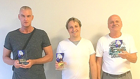 Labākie zolmeistari. Juris Gareckis (no kreisās), Normunds Dāvidsons un Viktors Gruznovs.
Autors: no personīgā labuma