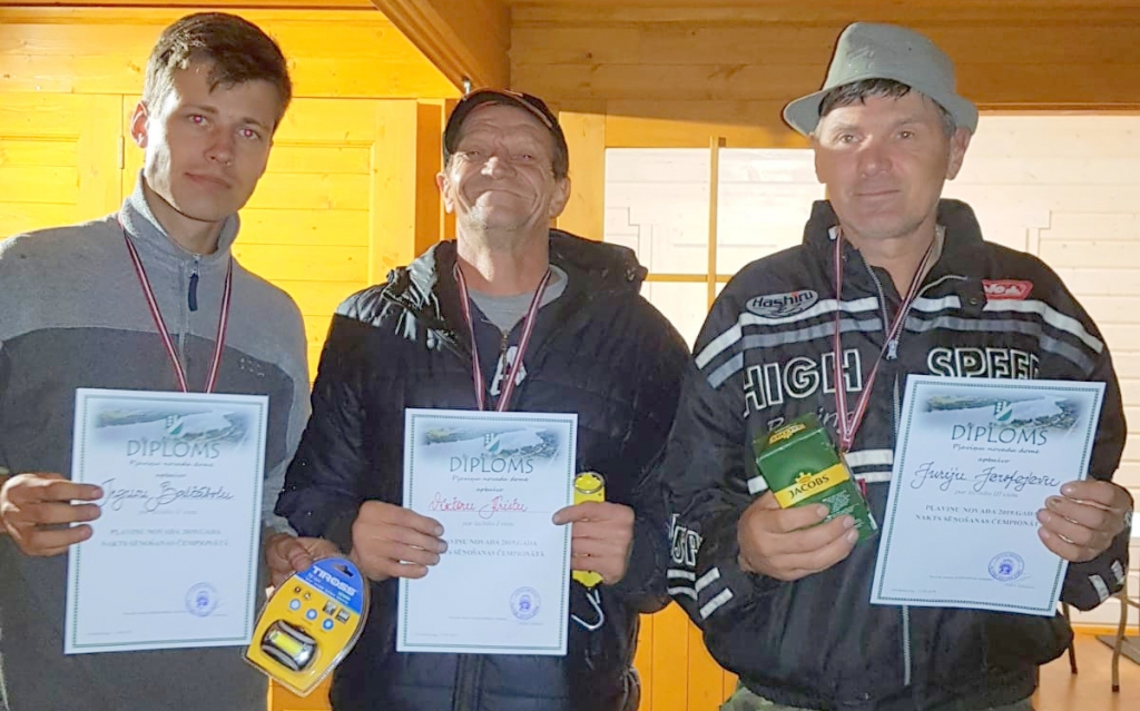 Veiklākie sēņotāji kungu konkurencē: Inguss Baltābols (no kreisās), Viktors Krists un Jurijs Jerofejevs.