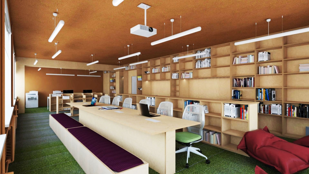 Kopīgā mērķa rezultāts. A. Upīša Skrīveru vidusskolas absolventes Baibas Rūķes dizains un redzējums par bibliotēku.
Autors: no bibliotēkas