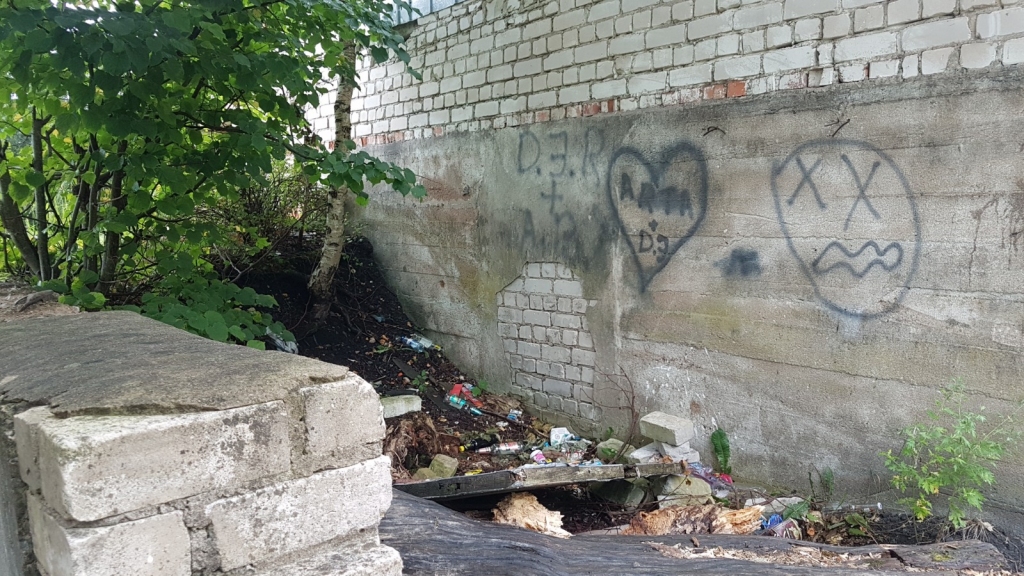 “Bīstamie atkritumi” aiz Daudzevas veikala “Aibe”.
Autors: Imants Kaziļuns