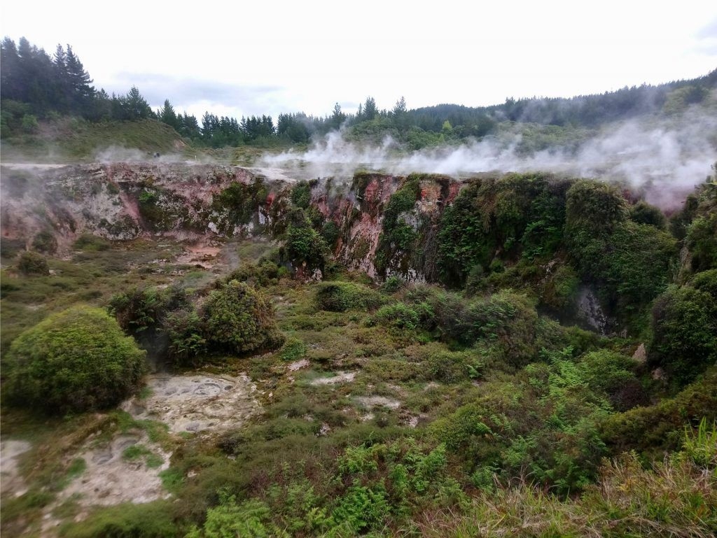 Mēness krāteru ieleja ir ģeotermāla taka, kas ved cauri geizeriem, karstiem avotiem un dubļu vulkāniem. Apkārt kūp vulkāniskie tvaiki, kā Latvijā teiktu — izskatās, ka kūla deg.
Autors: no ceļotāju albuma