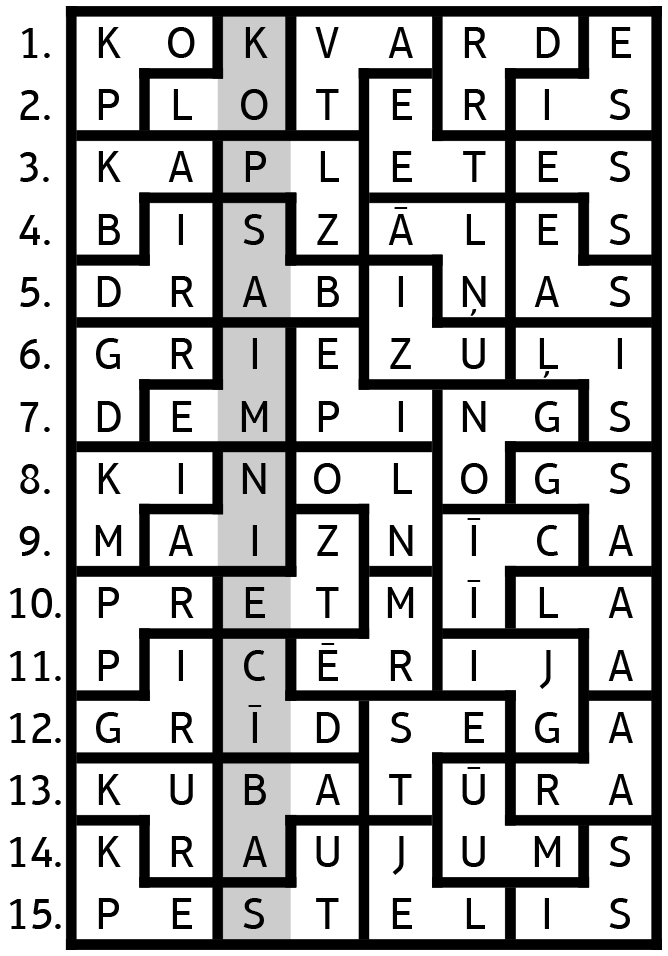 Parketa mīklas atbildes.