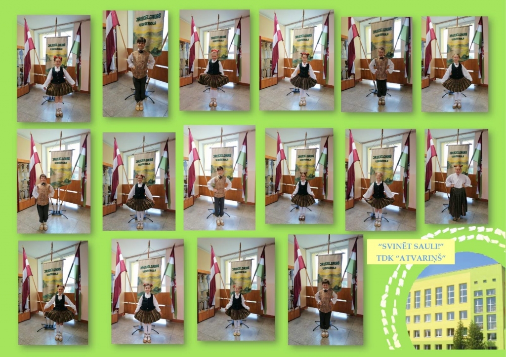 Projektā “Svinēt sauli” iesaistījās Jaunjelgavas vidusskolas dejotāji no “Atvariņa” (vadītāja Inese Ermansone).