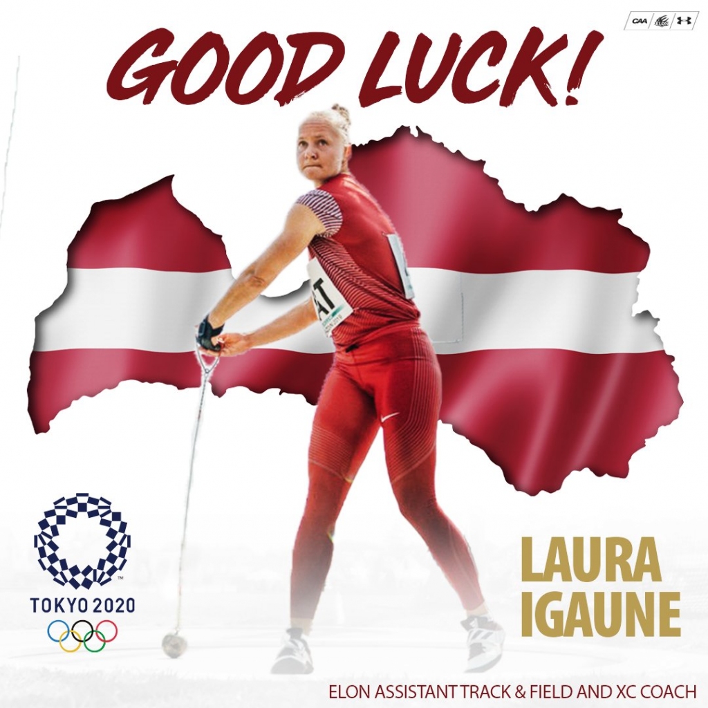 LABU VEIKSMI! Ar šādu uzrakstu plakātā Lauru Igauni uzmundrina kolēģi Elonas  Universitātē, kurā viņa strādā par treneri. To viņai vēl arī visi līdzjutēji Latvijā.
Autors: no “Elon XC & Track”